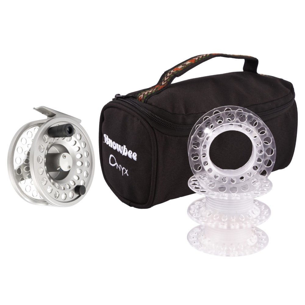 Snowbee Onyx Cassette Fly Reel #5/7 Silver with Bag & 3 Spools