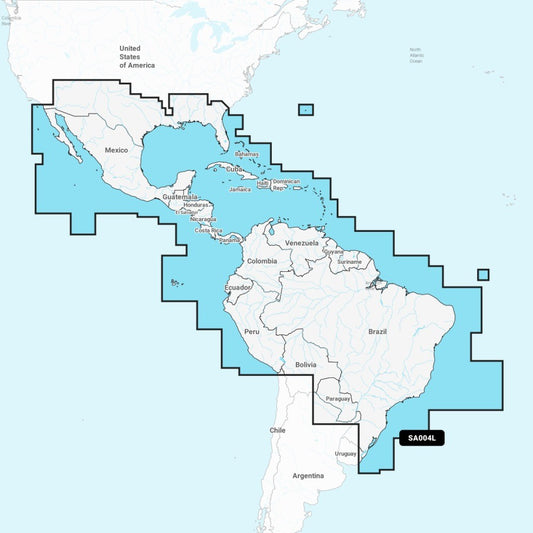 Garmin Navionics + Chart: SA004L - Mexico Caribbean to Brazil